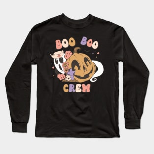 Boo Boo Crew Nurse Shirts Halloween Nurse Shirts for Women Long Sleeve T-Shirt